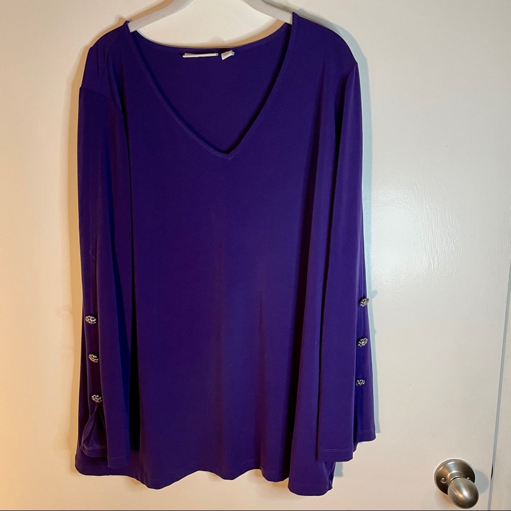 Susan Graver Liquid Knit Top with Button Detail